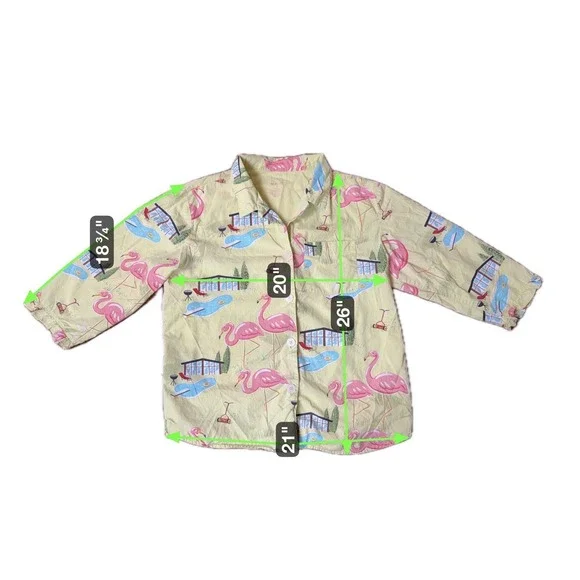 Nick & Nora Flamingo XL Lime Green Pajama Capri Set Beach Dopamine Cotton - Picture 4 of 7